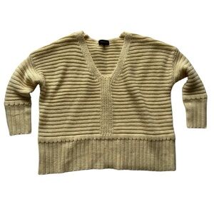 Majorelle X Revolve Cream V-Neck Ribbed Relaxed Boxy Knit Cozy Sweater XS